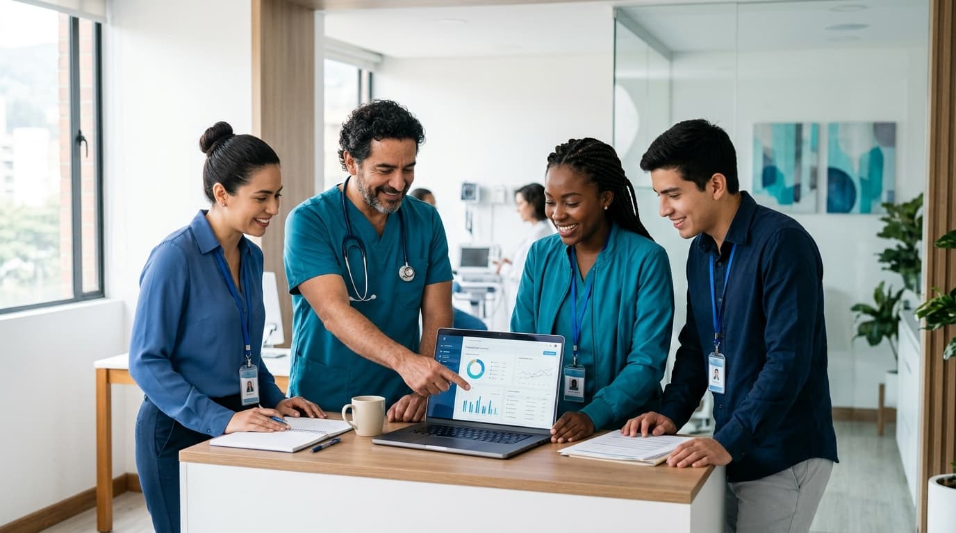 Equipo de profesionales de la salud trabajando con SUNUBE